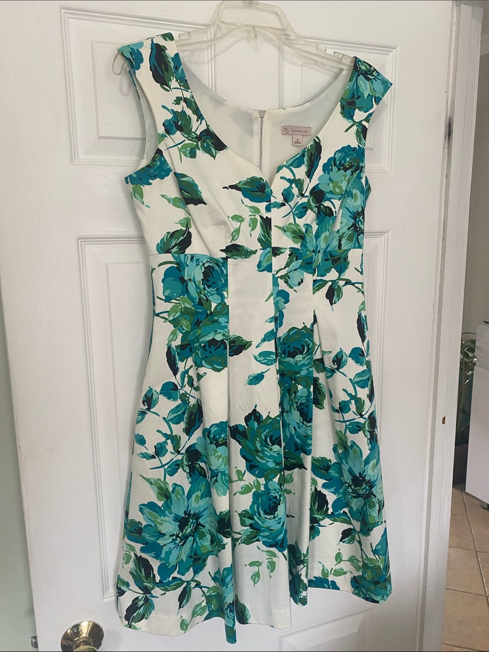CB established 1962 Green Floral Midi Fit and Flare Dress